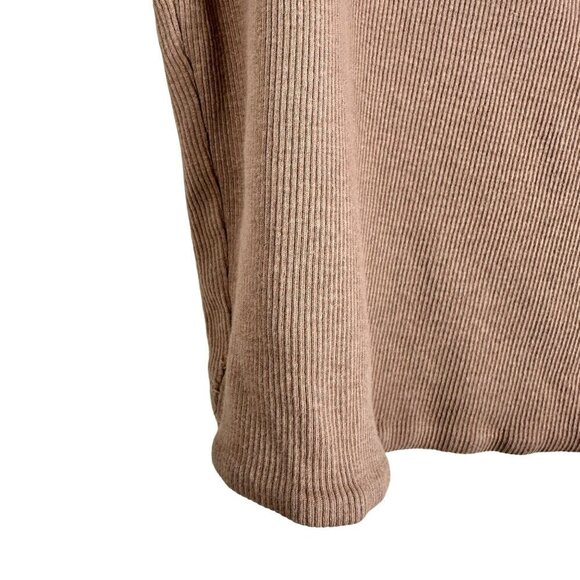 2/$30 Zara Tan Caramel Square Neckline Ribbed Crop Top Long Sleeves Size Large - Picture 8 of 14